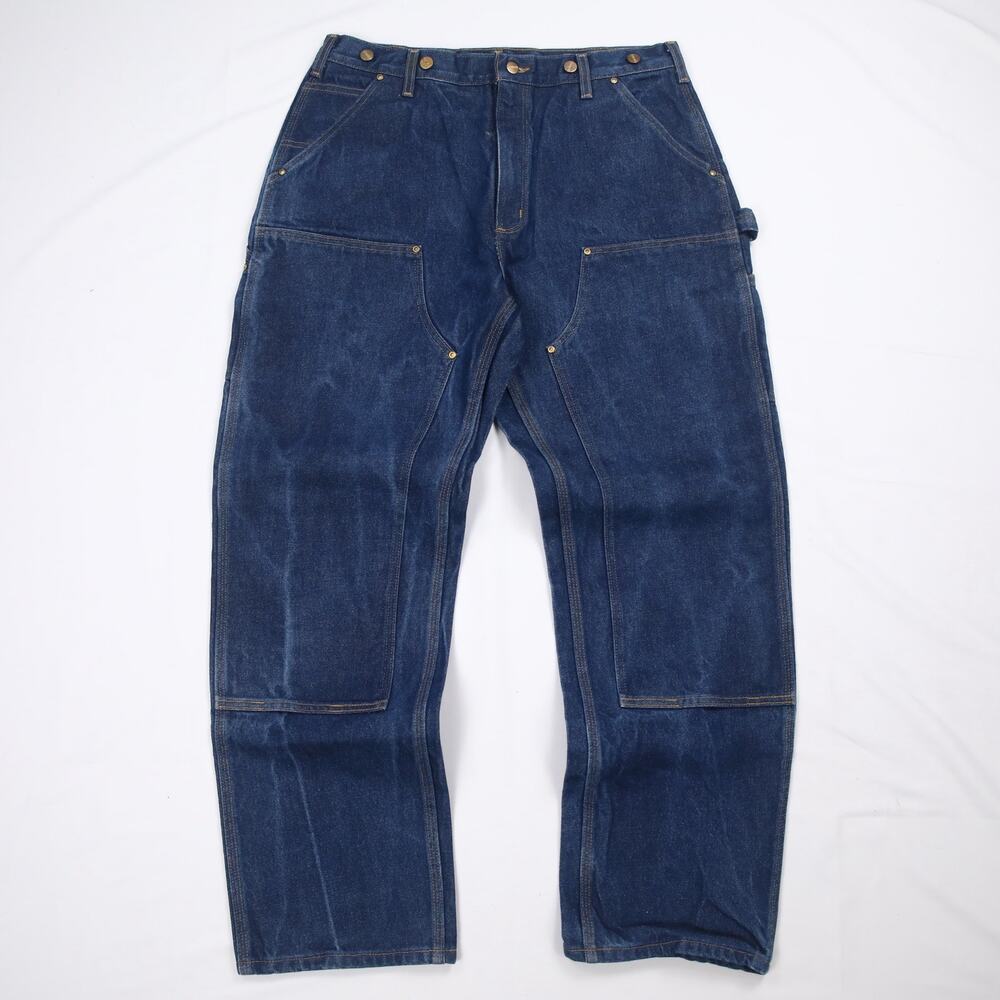 Vintage Carhartt B07 DNM Faded Blue Jeans Denim Double Knee Carpenter Pant 35x31